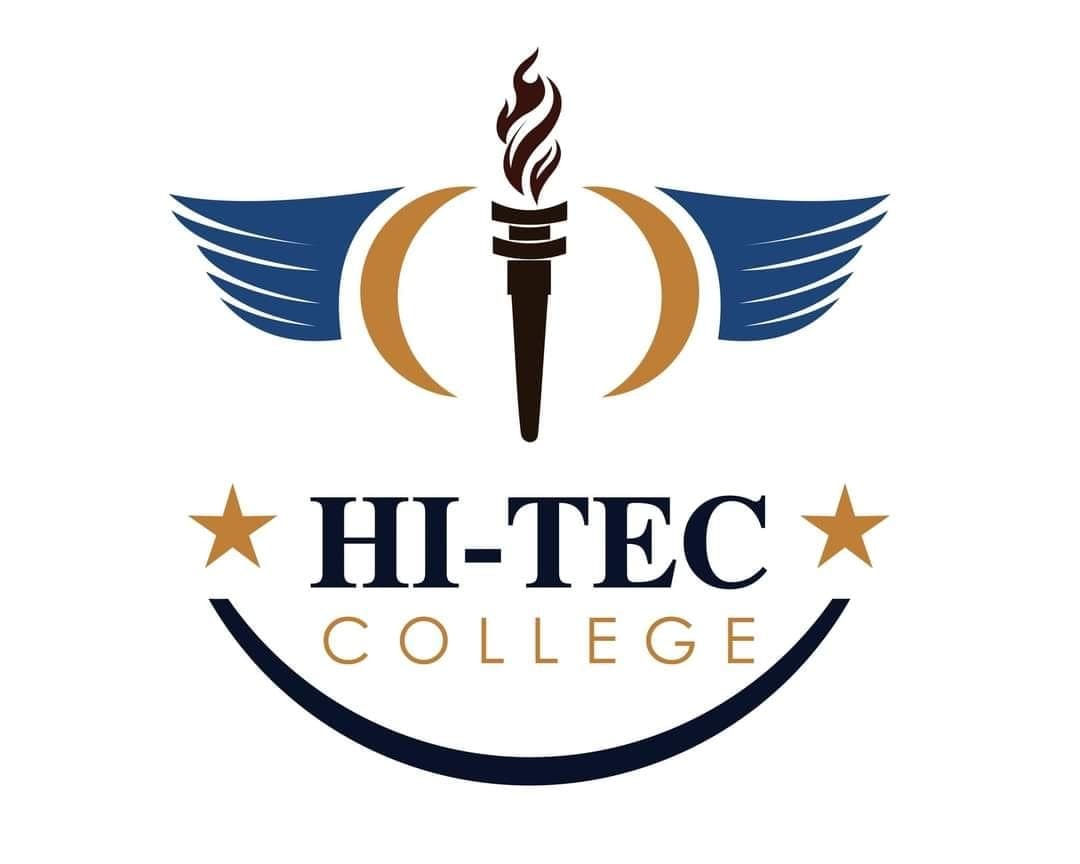 Hi-tec College featuring a modern abstract H symbol in blue with orange accents